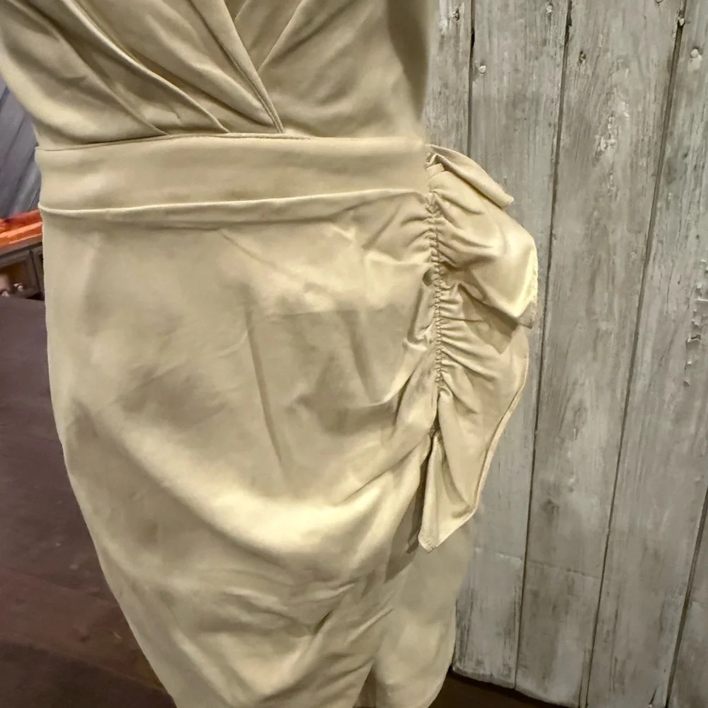 Chic Cream Sleeveless Wrap Dress - Picture 7 of 10